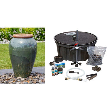 Tuscany FNT3901 Ceramic Triple Vase Complete Fountain Kit Vase Fountain Blue Thumb